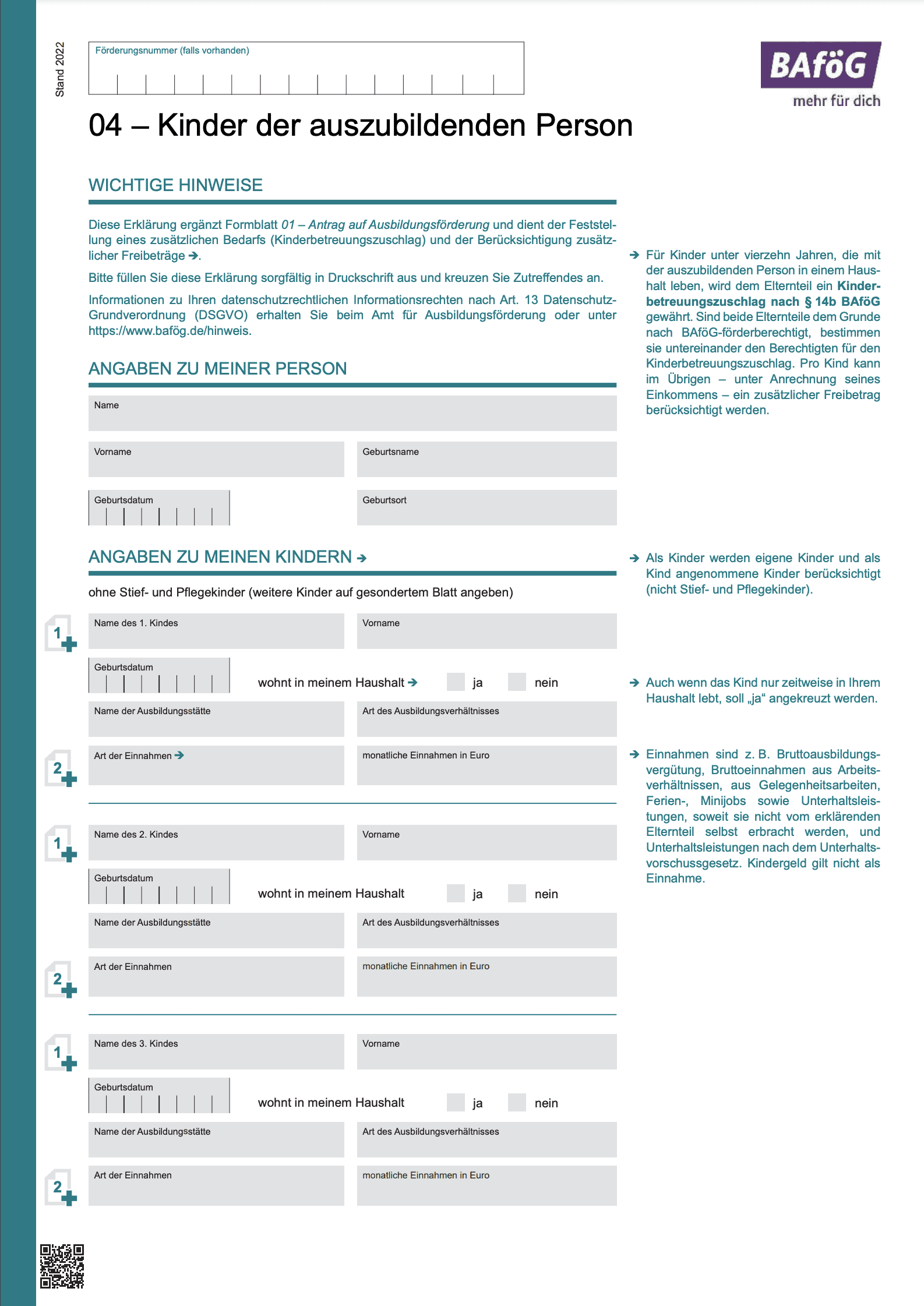 bafög formblatt 4